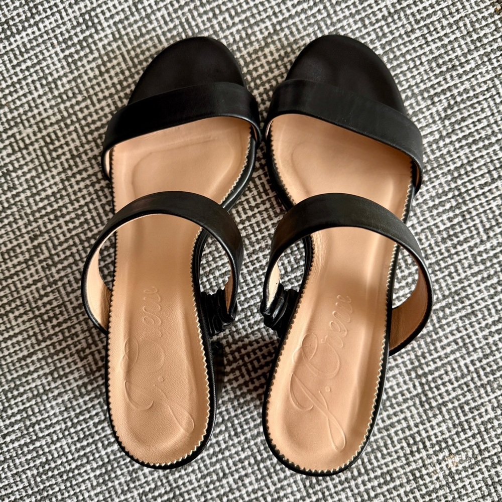 Black Leather Block Heel Sandals - J Crew